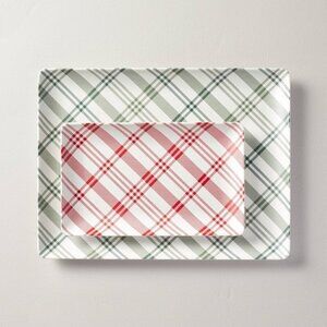 Hearth & Hand Magnolia 2pc Plaid Melamine Christmas Serving Trays Red/Green 2023